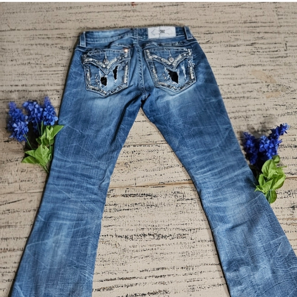 Signature Distressed Blue Flare Jeans